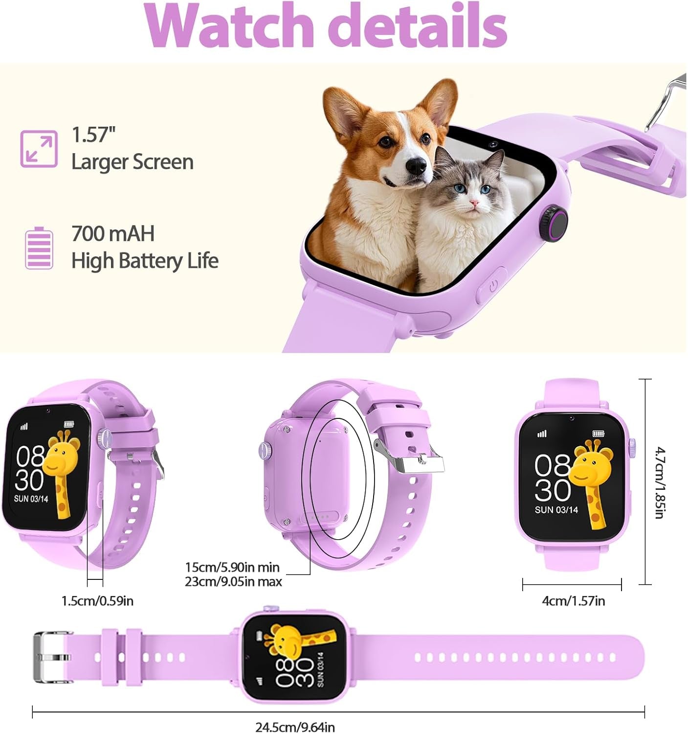 Montre GPS 4G Enfant - Violet