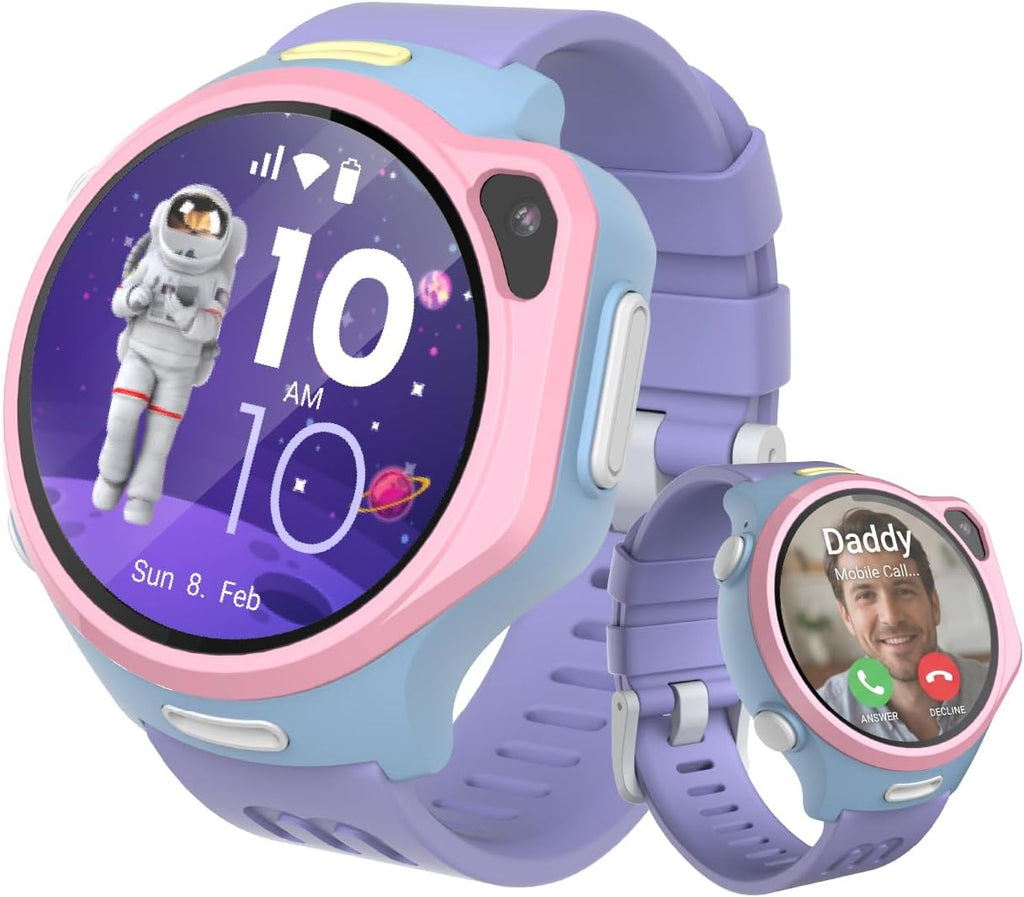 R2 Kids Smart Watch with GPS Tracker, 4G Esim & SOS | AMOLED Display, 5MP Camera, Video Call, Music Player, School Travel Safety, Ages 5-12 Boys and Girls,Us Version