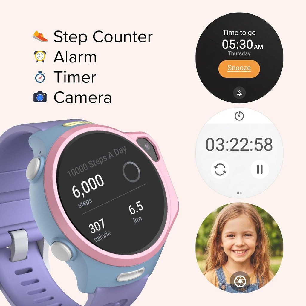 R2 Kids Smart Watch with GPS Tracker, 4G Esim & SOS | AMOLED Display, 5MP Camera, Video Call, Music Player, School Travel Safety, Ages 5-12 Boys and Girls,Us Version