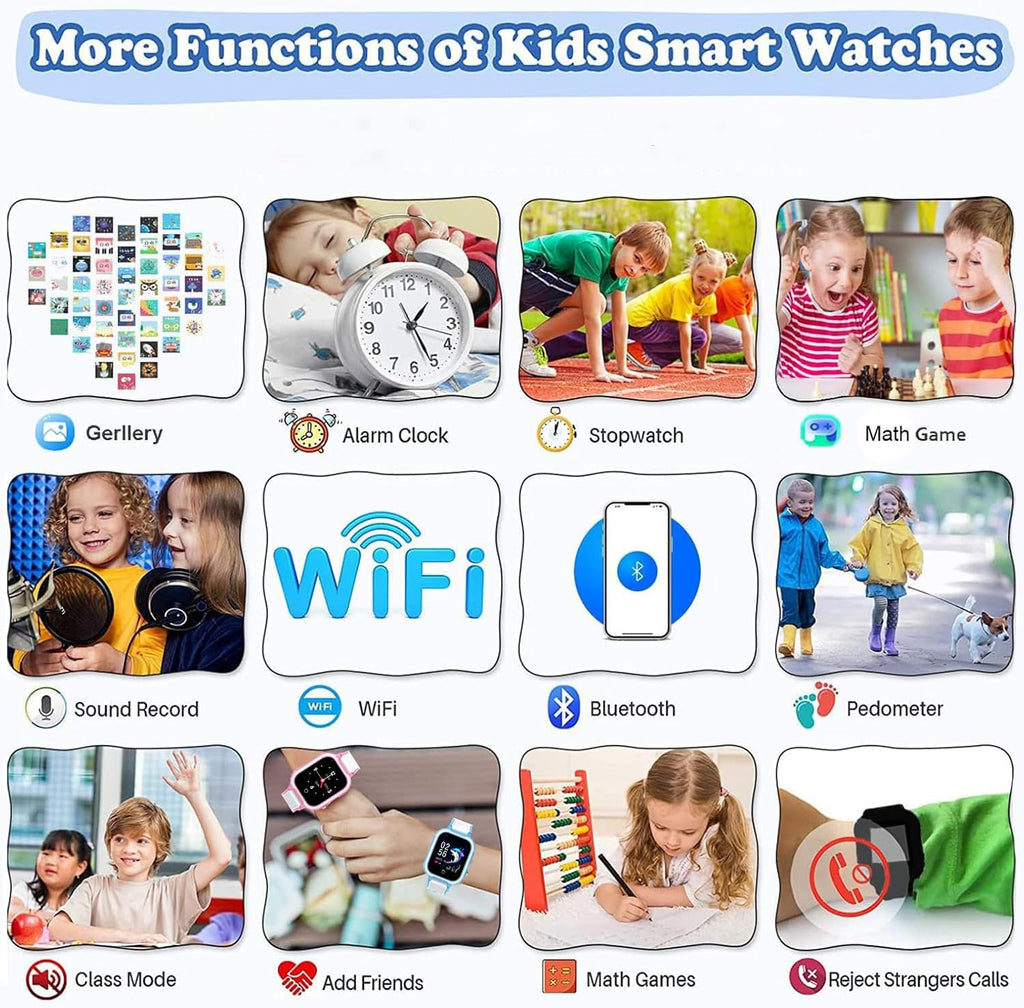 Montre GPS 4G Enfant Whatsapp, Musique & Wi-Fi - Noir