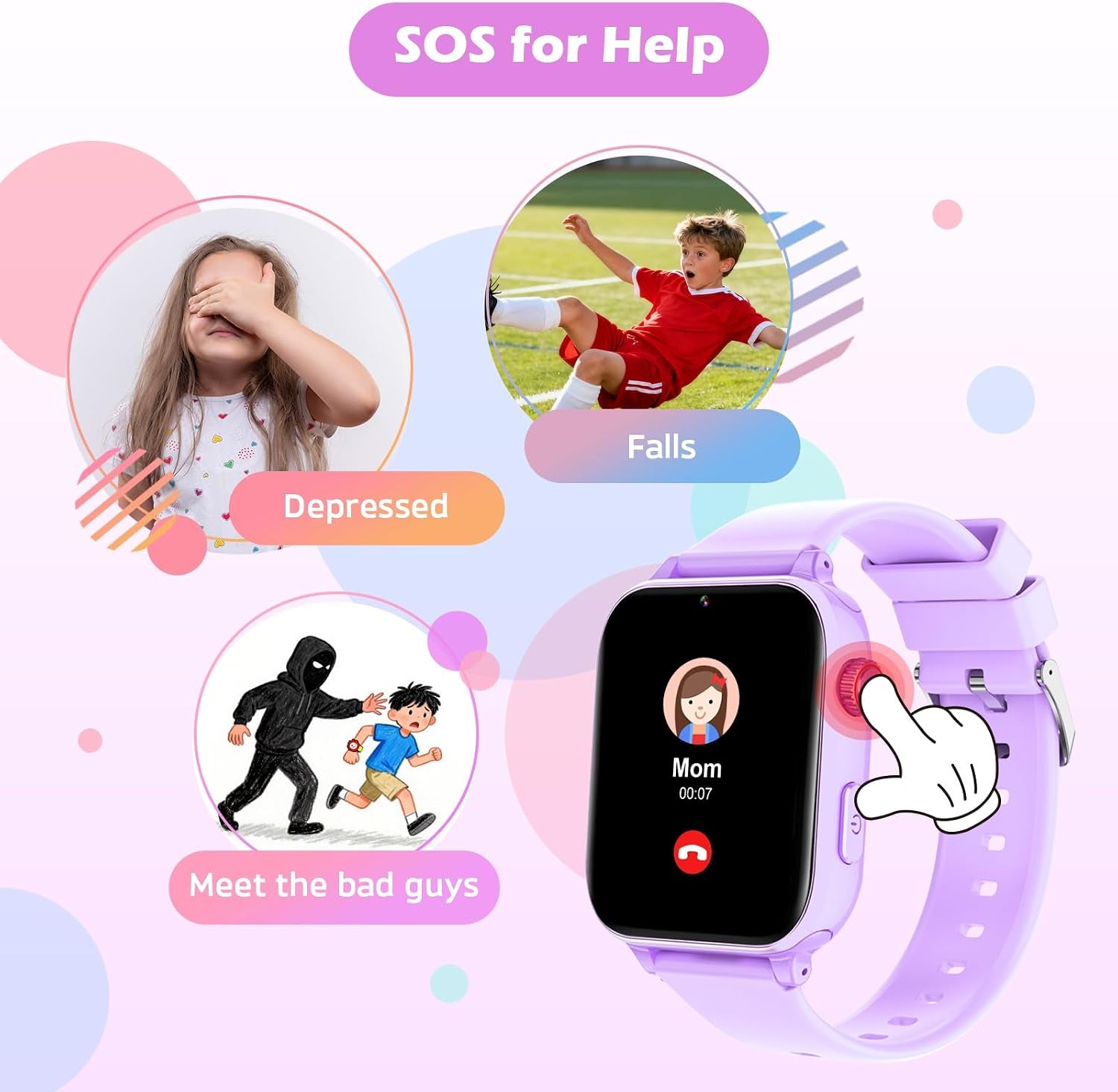 Montre GPS 4G Enfant Avec Carte SIM - Violet