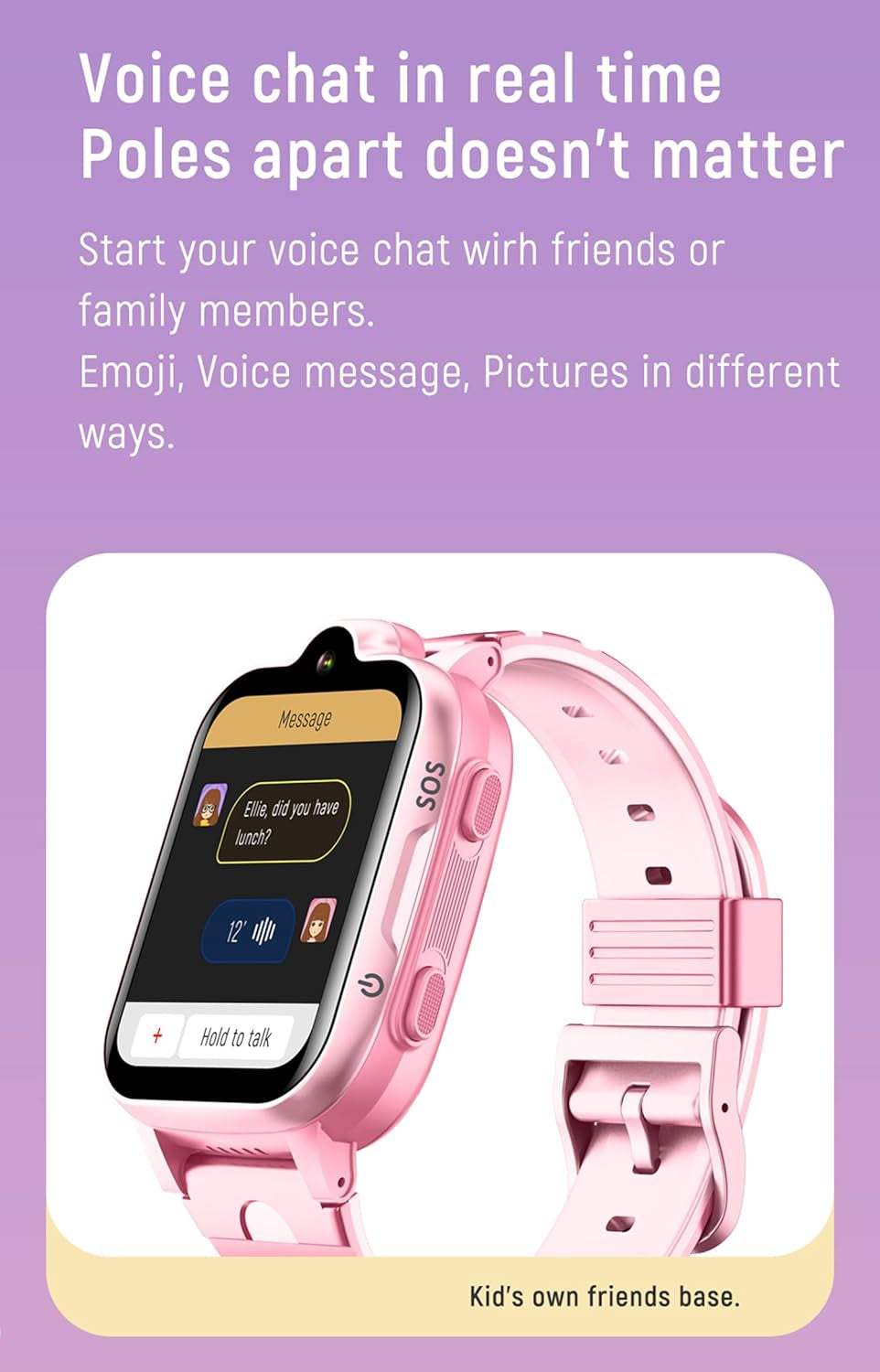 Montre GPS 4G Enfant Avec Appel, Whatsapp & Localisation - Rose
