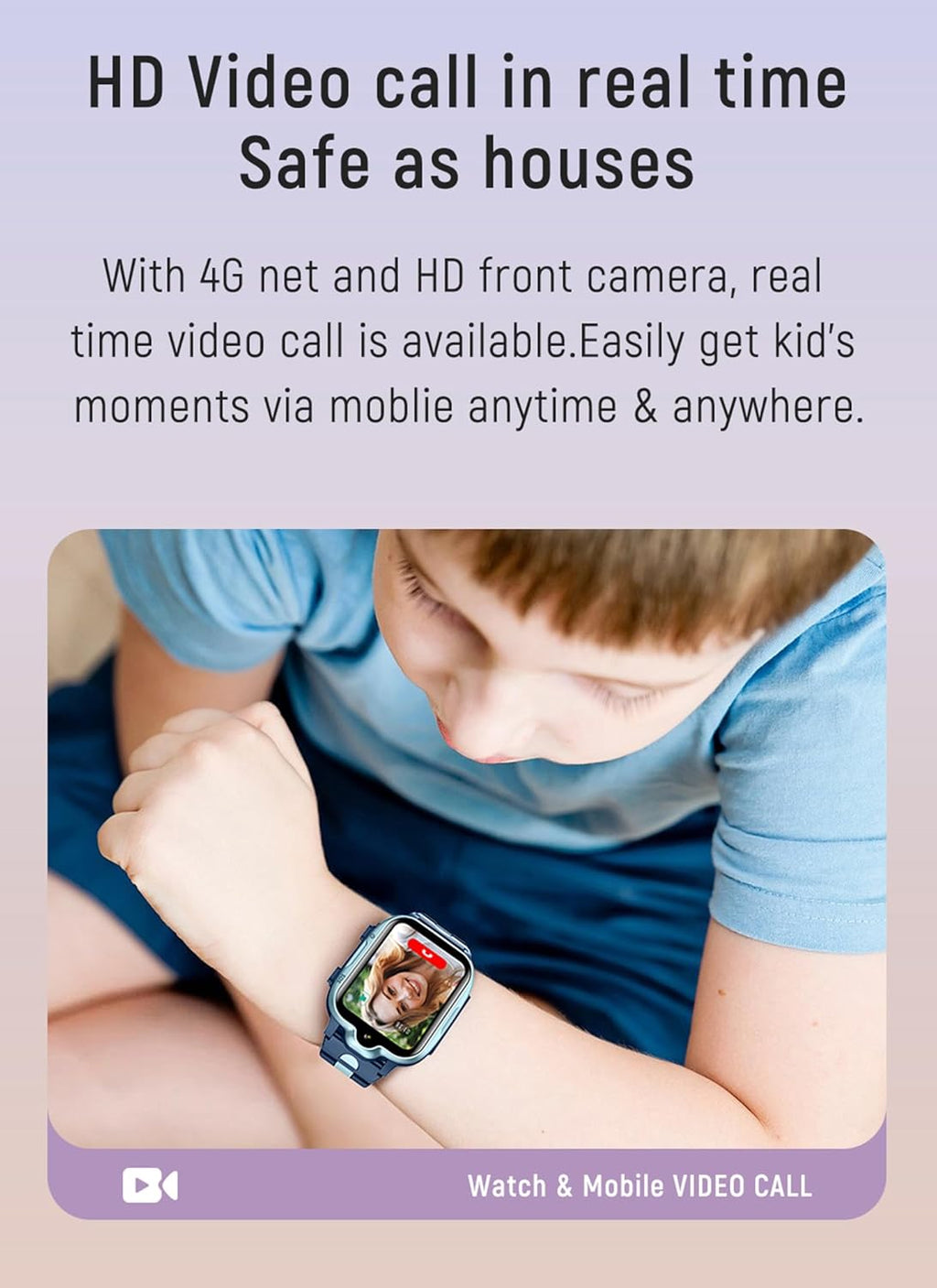 Montre GPS 4G Enfant Avec Appel, Whatsapp & Localisation - Rose