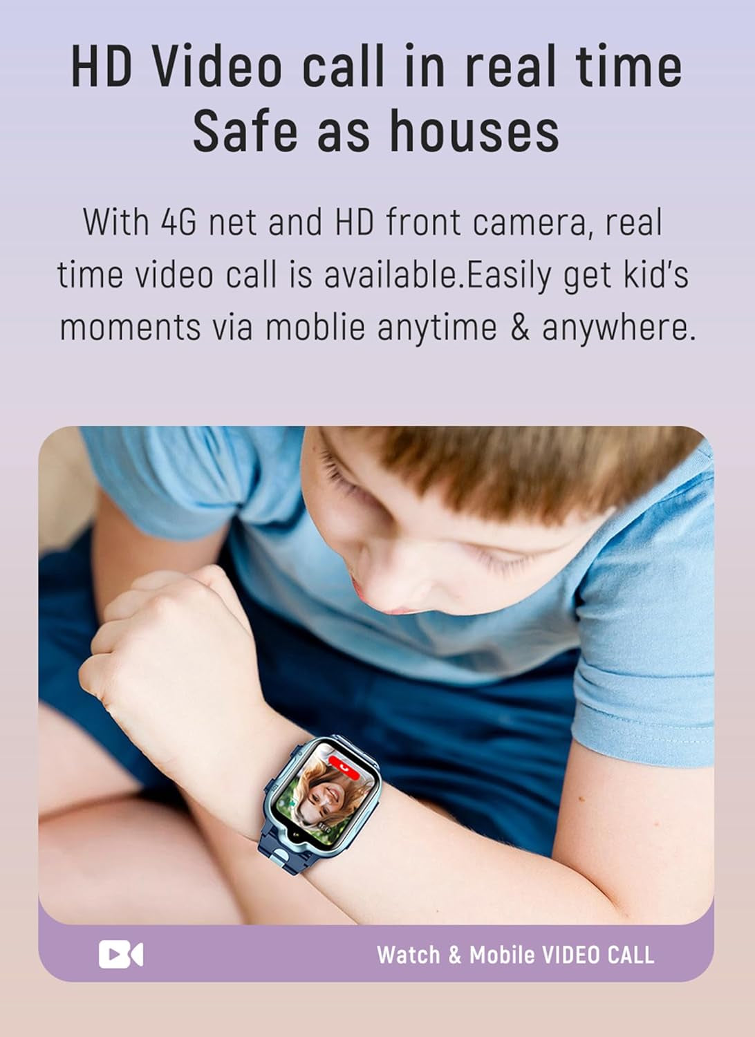 Montre GPS 4G Enfant Avec Appel, Whatsapp & Localisation - Rose