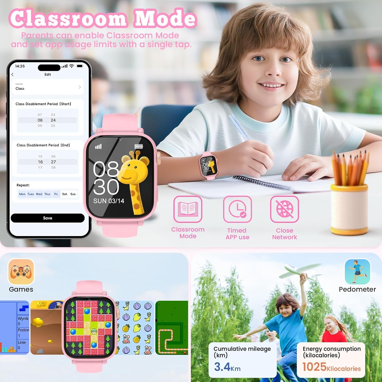 4G Kids Smart Watch for Boys Girls GPS Tracker, Children Watches Phone Call | Smartwatch Phone Gifts for Teens Toddler Ages 4-12 Years with SIM Card Video & Voice Call SOS, Parental APP, Class Mode