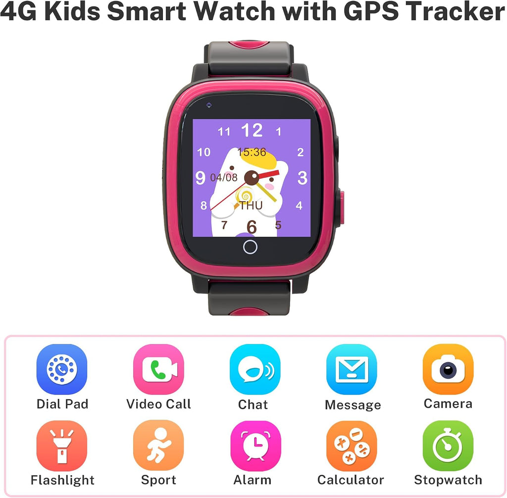 Montre GPS Fille Avec Appel Vidéo & Lampe Torche