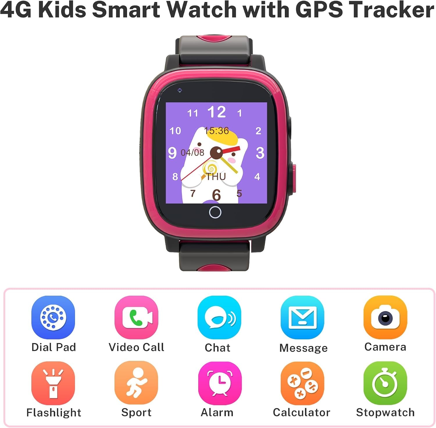 Montre GPS Fille Avec Appel Vidéo & Lampe Torche
