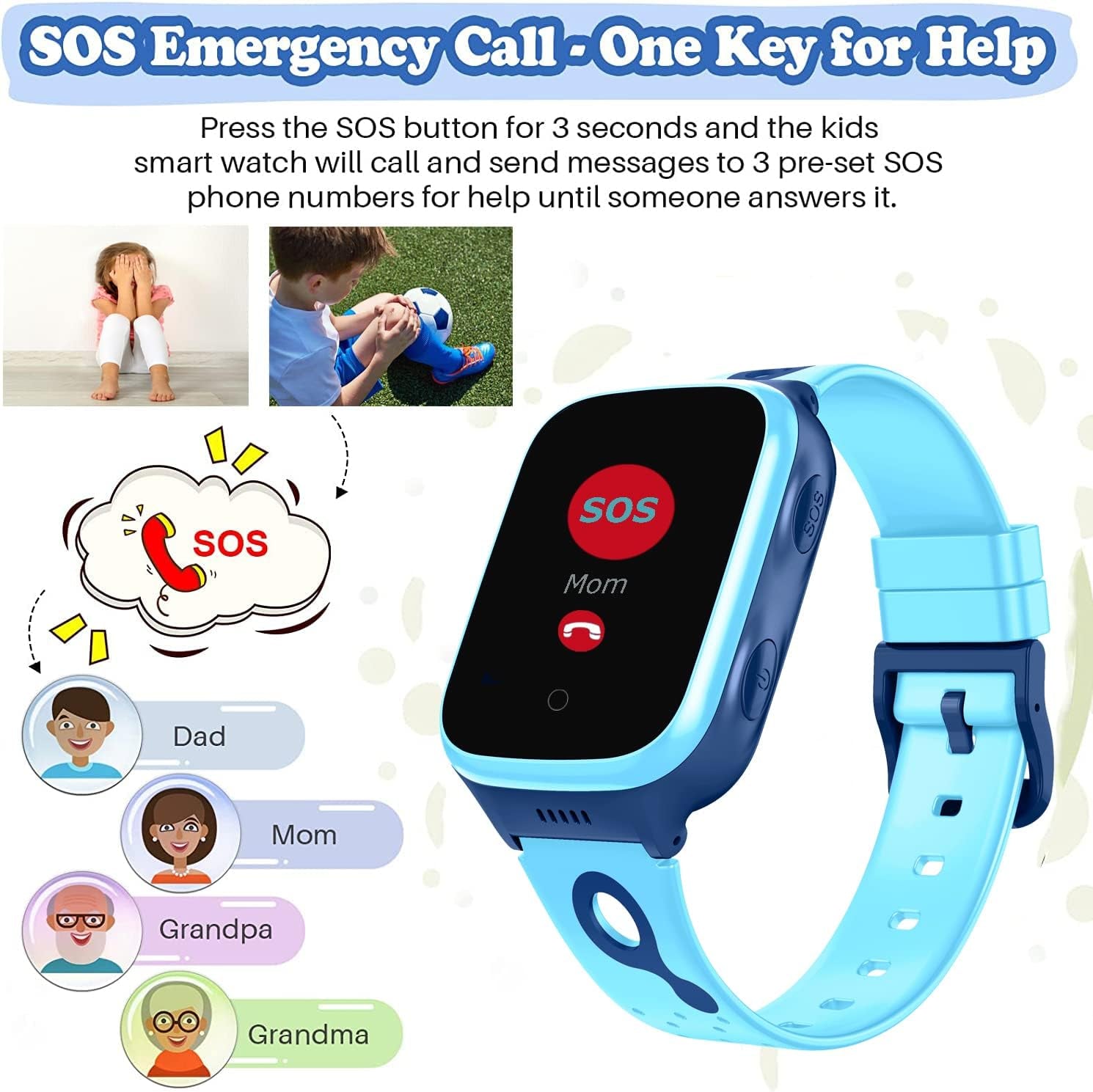 Montre GPS 4G Enfant Mixte - Appel Vidéo, SOS & Podomètre