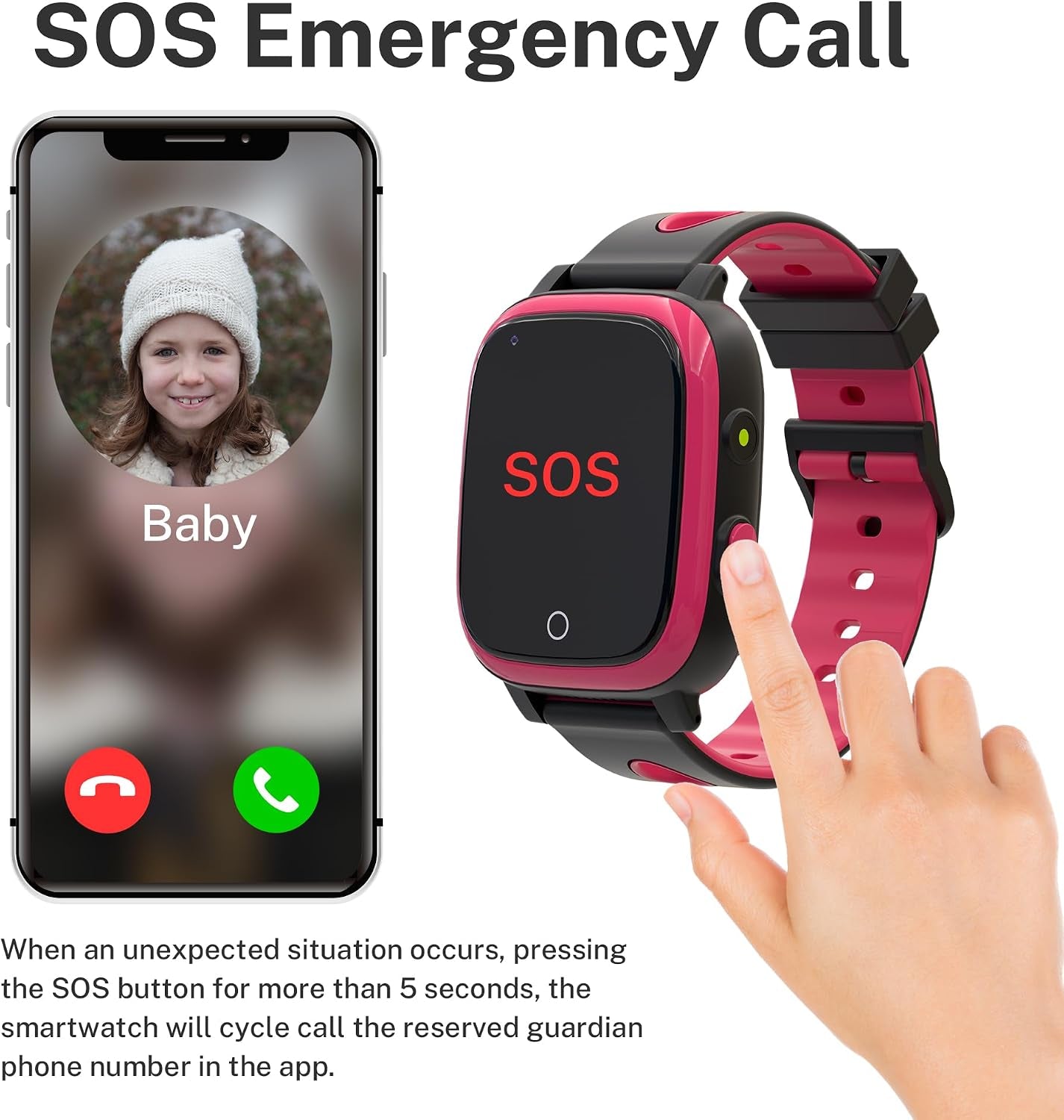 Montre GPS Fille Avec Appel Vidéo & Lampe Torche