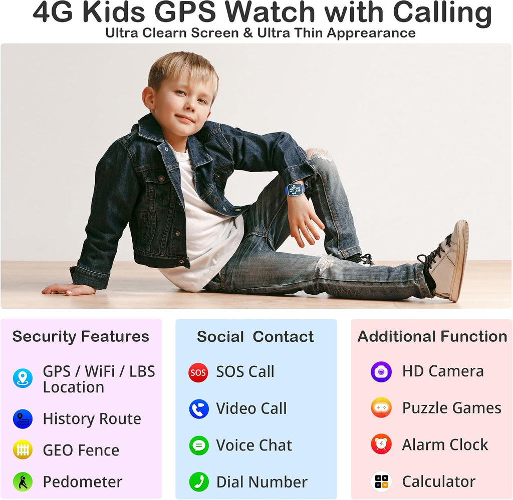 Montre GPS Garçon Avec Jeux & Appareil Photo