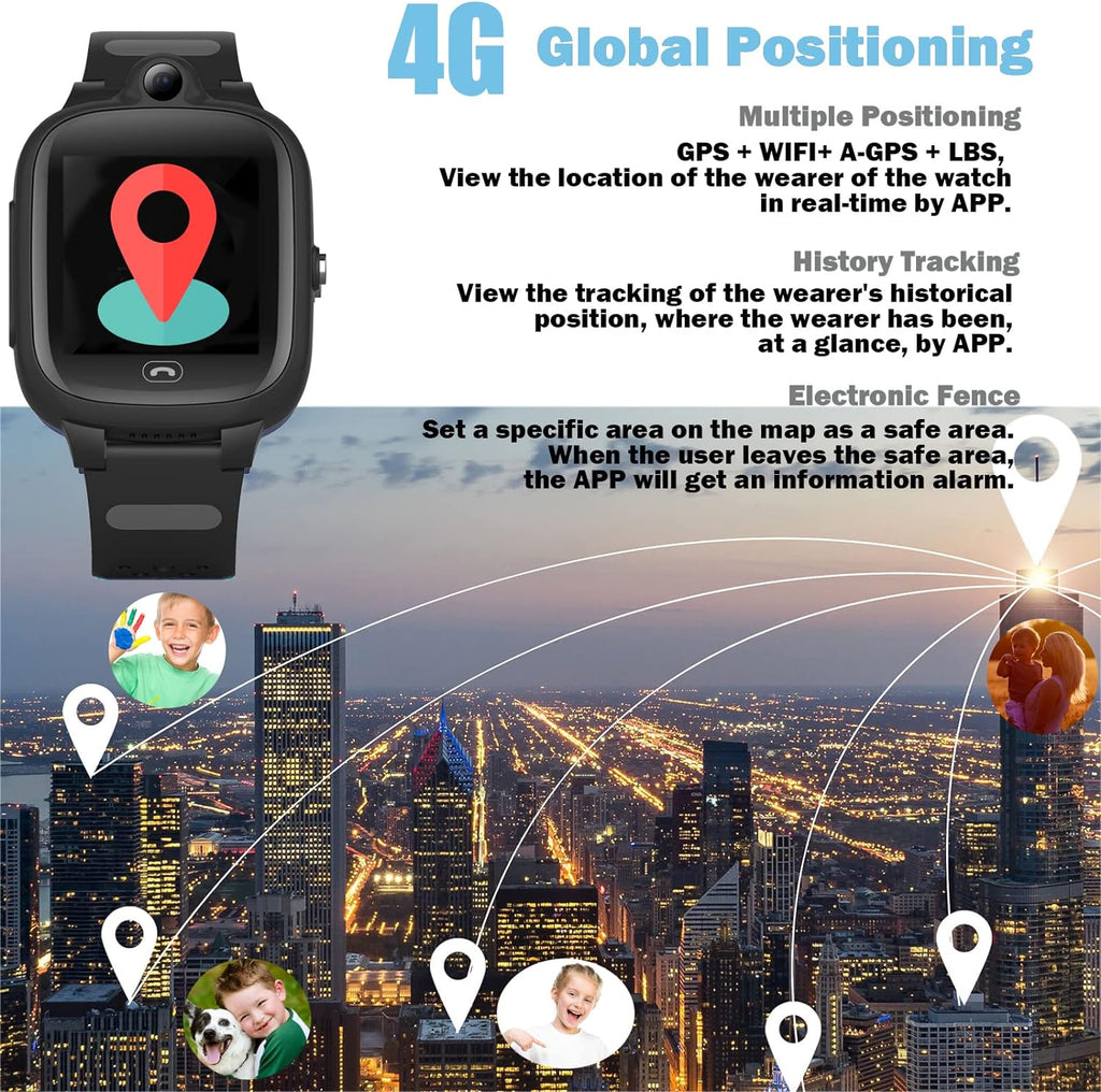 Montre GPS 4G Enfant  - Suivi Temps Réel & SOS
