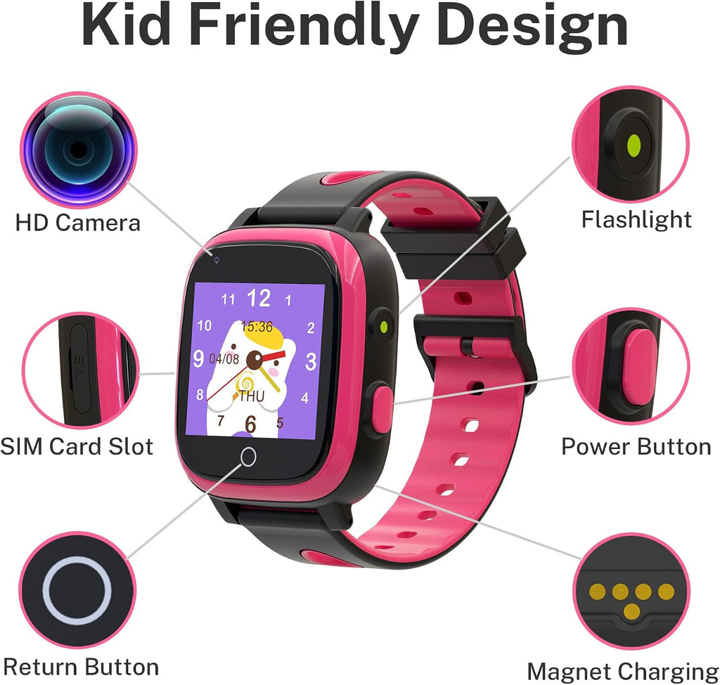 Montre GPS Fille Avec Appel Vidéo & Lampe Torche