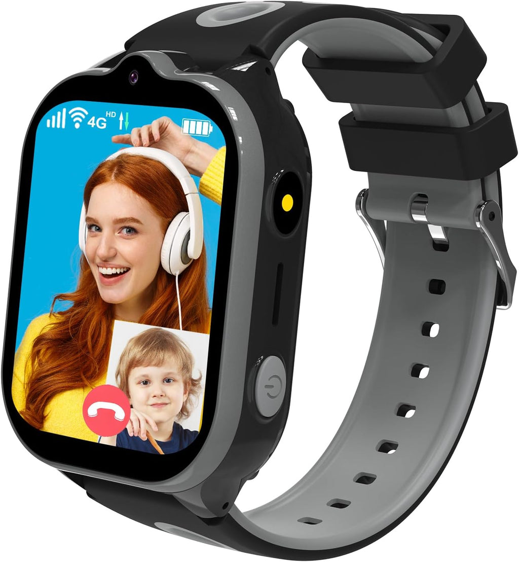 Montre GPS 4G Enfant Appel Vidéo & Jeux - Noir