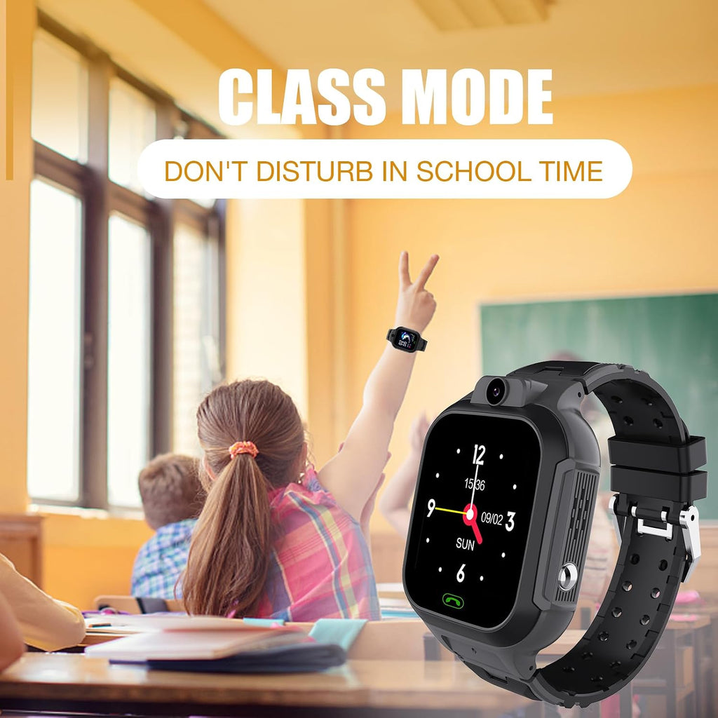 4G Kids Smart Watch GPS Tracker - Smartwatch with Two Way Call Video Calling Voice Chat SOS Class Mode Stopwatch Pedometer Games Wi-Fi Touch Screen Alarm Clock Smartwatches for Boys Girl (Black)