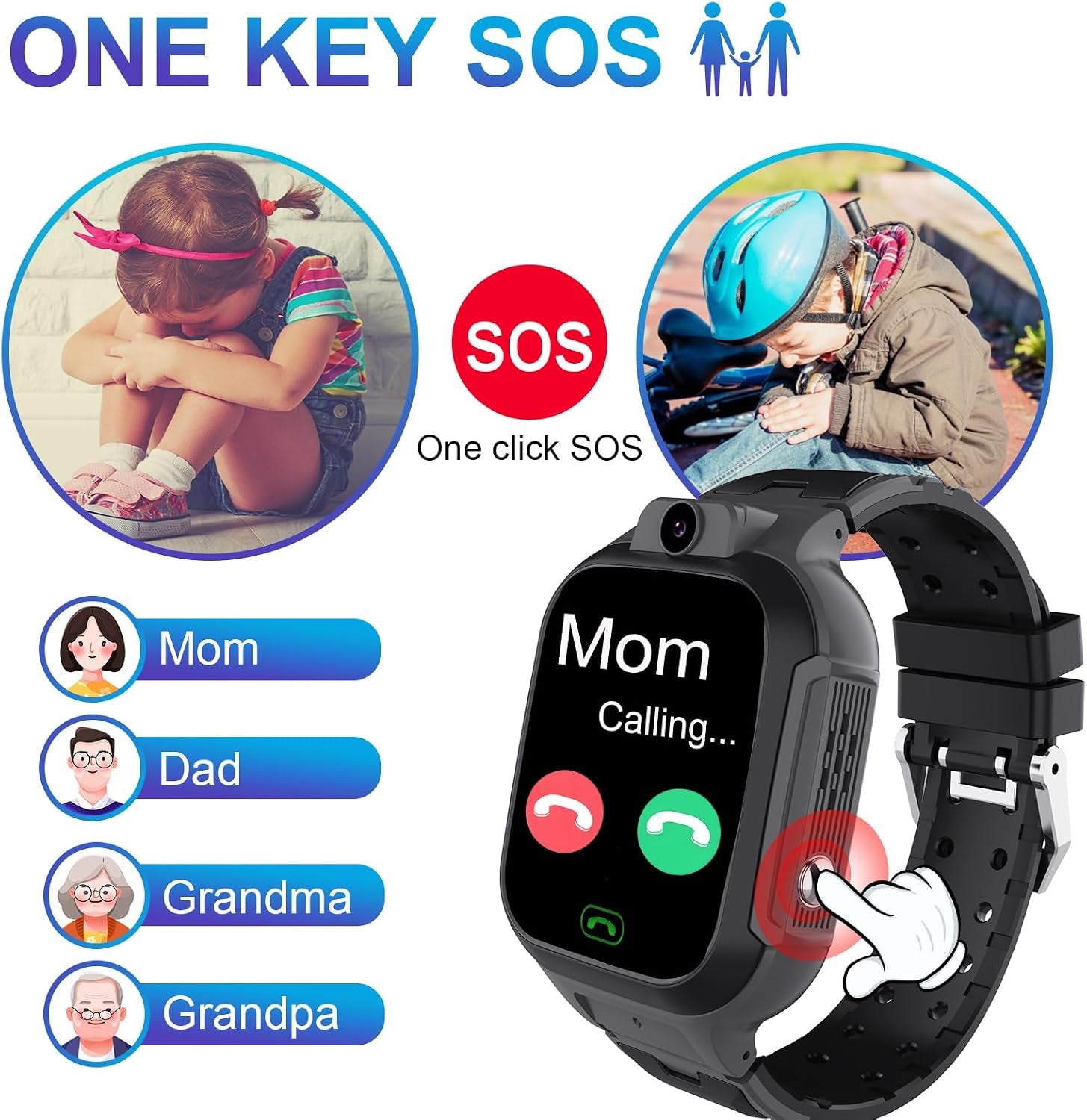 4G Kids Smart Watch GPS Tracker - Smartwatch with Two Way Call Video Calling Voice Chat SOS Class Mode Stopwatch Pedometer Games Wi-Fi Touch Screen Alarm Clock Smartwatches for Boys Girl (Black)