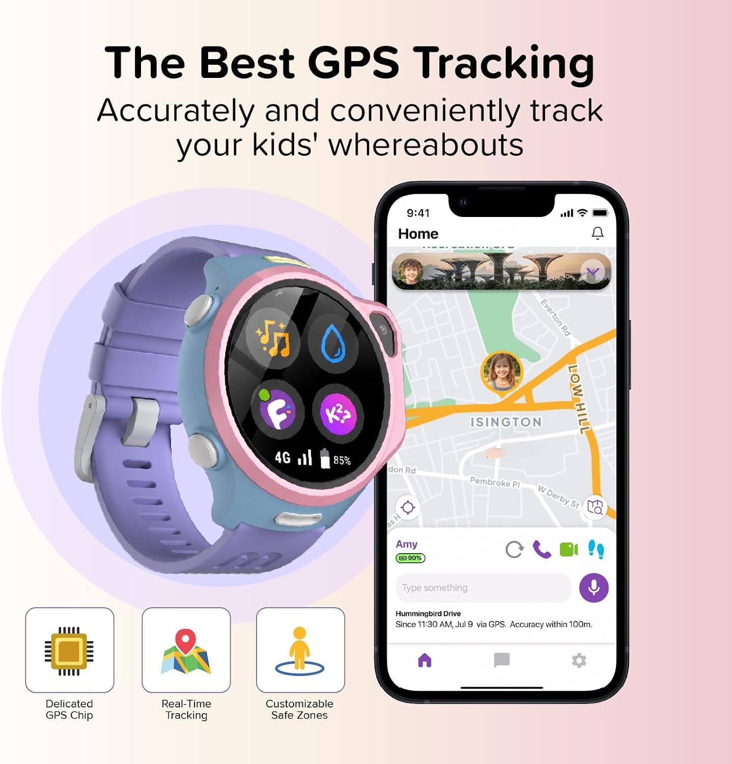 R2 Kids Smart Watch with GPS Tracker, 4G Esim & SOS | AMOLED Display, 5MP Camera, Video Call, Music Player, School Travel Safety, Ages 5-12 Boys and Girls,Us Version